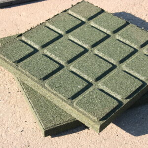 Stötdämpande gummiplatta 500 x 500 mm 80 mm grön/grå (m2)