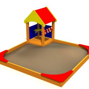 Sandlåda 3x3 m med litet hus