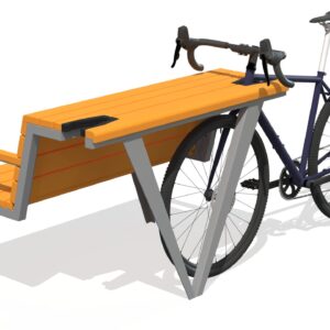 Parkbänk med cykelställ