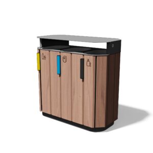 Källsorteringskärl Urban 3x61 L trä/stål