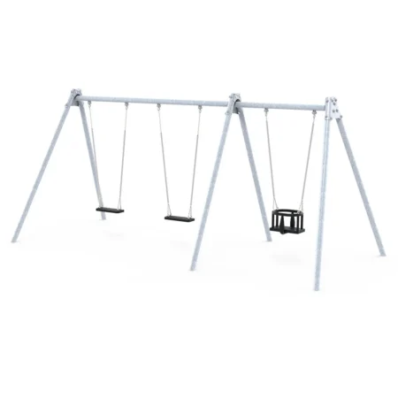 Gungstativ metallmodul med 2 gungor och 1 babygunga