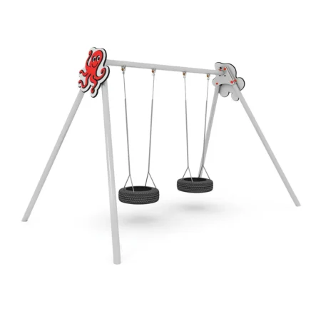 Gungstativ i metall med 2 däckgungor