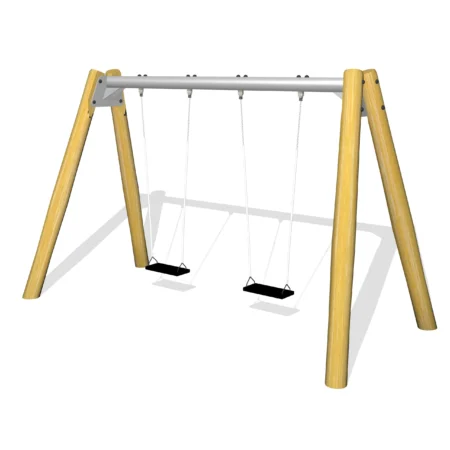 Stålgunga med robiniaben och två gummisäten