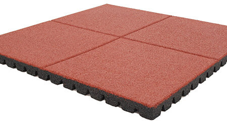 Stötdämpande gummiplatta 500 x 500 mm 50 mm röd/svart (m2)