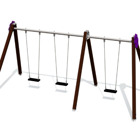 Gungställning Klockblomma 3 platser (1+2), stålfästen (utan säten och beslag)