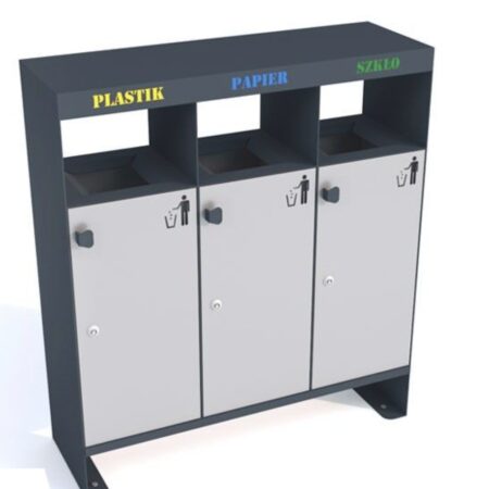 Källsorteringskärl Rosten 3x40 L med tak