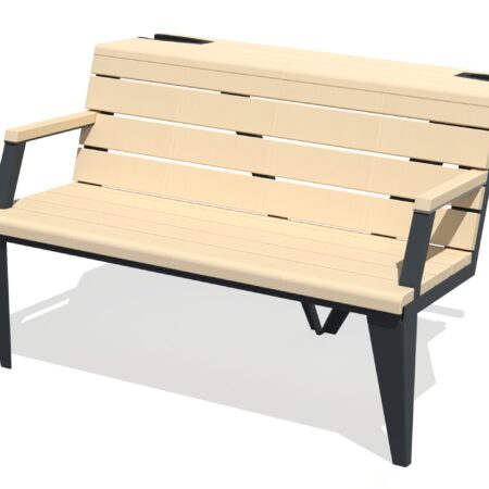 Parkbänk med cykelställ